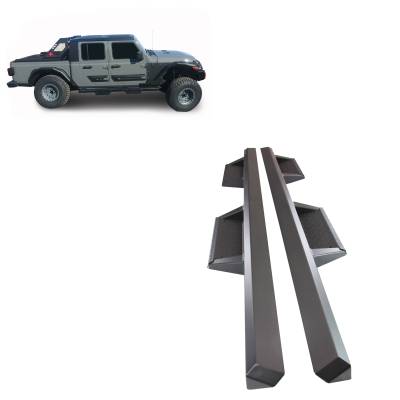 IMPACT Heavy Duty Drop Side Steps-Black-2020-2024 Jeep Gladiator|Black Horse Off Road