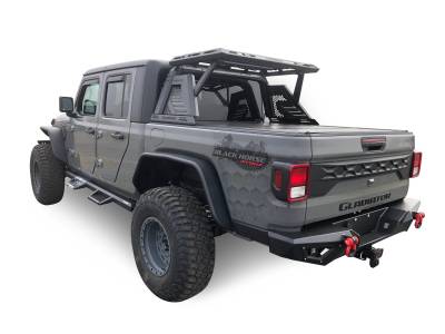 Black Horse Off Road - ARMOUR II Roll Bar Ladder Rack W/Basket-Black-2019-2024 Jeep Gladiator|Black Horse Off Road - Image 12