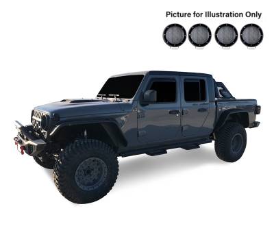 Black Horse Off Road - ARMOUR II Roll Bar With 2 Set of 5.3".Black Trim Rings LED Flood Lights-Black-2019-2024 Jeep Gladiator|Black Horse Off Road - Image 2