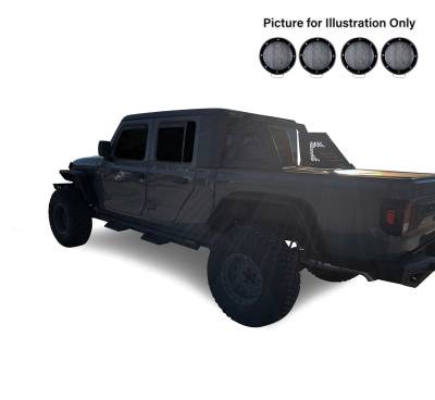 Black Horse Off Road - ARMOUR II Roll Bar With 2 Set of 5.3".Black Trim Rings LED Flood Lights-Black-2019-2024 Jeep Gladiator|Black Horse Off Road - Image 4