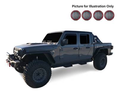 Black Horse Off Road - ARMOUR II Roll Bar With 2 Sets of 5.3" Red Trim Rings LED Flood Lights-Black-2019-2024 Jeep Gladiator|Black Horse Off Road - Image 2