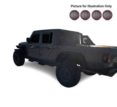 Black Horse Off Road - ARMOUR II Roll Bar With 2 Sets of 5.3" Red Trim Rings LED Flood Lights-Black-2019-2024 Jeep Gladiator|Black Horse Off Road - Image 4