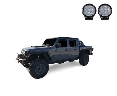 Black Horse Off Road - ARMOUR II Roll Bar With Set of 9" Black Round LED Light-Black-2019-2024 Jeep Gladiator|Black Horse Off Road - Image 4