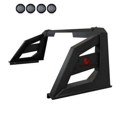 ARMOUR Roll Bar With 2 Set of 5.3".Black Trim Rings LED Flood Lights-Matte Black-Ram,Silverado and Sierra F-150/Titan/Tundra|Black Horse Off Road