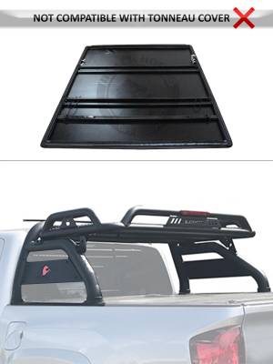 Black Horse Off Road - ATLAS Roll Bar Ladder Rack With 2 Sets of 5.3" Red Trim Rings LED Flood Lights-Black-2005-2021 Nissan Frontier|Black Horse Off Road - Image 10