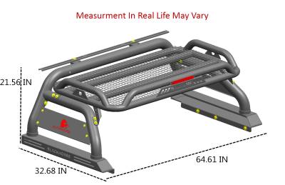 Black Horse Off Road - ATLAS Roll Bar Ladder Rack With 40" LED Light Bar-Black-Colorado/Canyon|Black Horse Off Road - Image 9
