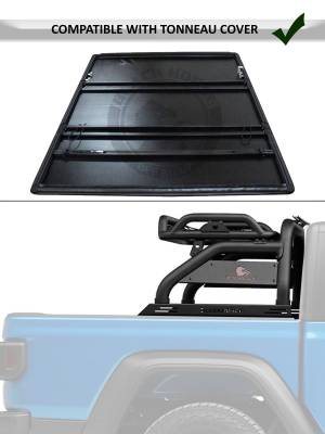 Black Horse Off Road - ATLAS Roll Bar Ladder Rack With 2 Set of 5.3".Black Trim Rings LED Flood Lights-Black-2005-2021 Nissan Frontier|Black Horse Off Road - Image 5