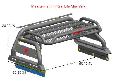 Black Horse Off Road - ATLAS Roll Bar Ladder Rack With 2 Set of 5.3".Black Trim Rings LED Flood Lights-Black-2005-2021 Nissan Frontier|Black Horse Off Road - Image 6