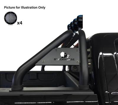 Black Horse Off Road - CLASSIC Roll Bar With 2 Set of 5.3".Black Trim Rings LED Flood Lights-Black-Dodge/Ram 2500/3500, Chevrolet/GMC Silverado/Sierra 1500/2500 HD/3500/3500 HD, Ford F-150, Toyota Tundra, Nissan Titan|Black Horse Off Road - Image 15