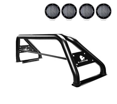 Black Horse Off Road - CLASSIC Roll Bar With 2 Set of 5.3".Black Trim Rings LED Flood Lights-Black-Dodge/Ram 2500/3500, Chevrolet/GMC Silverado/Sierra 1500/2500 HD/3500/3500 HD, Ford F-150, Toyota Tundra, Nissan Titan|Black Horse Off Road - Image 16