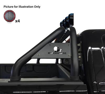 Black Horse Off Road - CLASSIC Roll Bar With 2 Sets of 5.3" Red Trim Rings LED Flood Lights-Black-Ram 1500/1500|Black Horse Off Road - Image 17