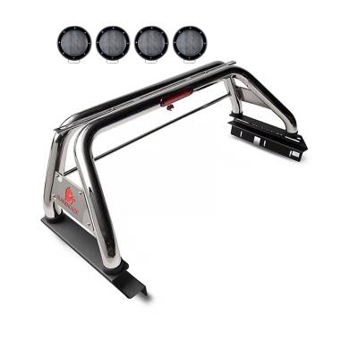 Black Horse Off Road - CLASSIC Roll Bar With 2 Set of 5.3".Black Trim Rings LED Flood Lights-Stainless Steel-2005-2021 Nissan Frontier|Black Horse Off Road - Image 10