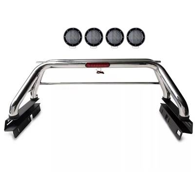 Black Horse Off Road - CLASSIC Roll Bar With 2 Set of 5.3".Black Trim Rings LED Flood Lights-Stainless Steel-2005-2021 Nissan Frontier|Black Horse Off Road - Image 11