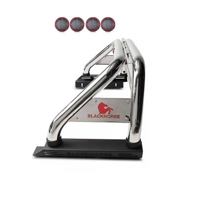 Black Horse Off Road - CLASSIC Roll Bar With 2 Sets of 5.3" Red Trim Rings LED Flood Lights-Stainless Steel-2005-2021 Nissan Frontier|Black Horse Off Road - Image 12