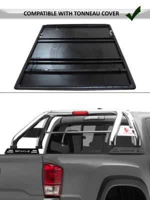 Black Horse Off Road - CLASSIC Roll Bar With 2 Set of 5.3".Black Trim Rings LED Flood Lights-Stainless Steel-2019-2024 Ford Ranger|Black Horse Off Road - Image 4