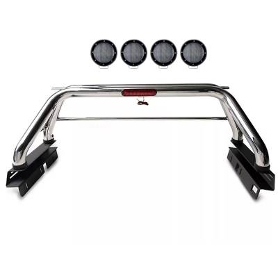 Black Horse Off Road - CLASSIC Roll Bar With 2 Set of 5.3".Black Trim Rings LED Flood Lights-Stainless Steel-2019-2024 Ford Ranger|Black Horse Off Road - Image 10