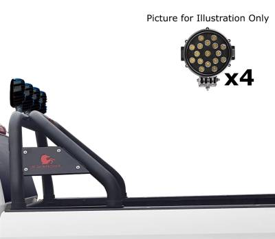 Black Horse Off Road - CLASSIC Roll Bar With 2 pairs of 7.0" Black Trim Rings LED Flood Lights-Black-2005-2021 Nissan Frontier|Black Horse Off Road - Image 10