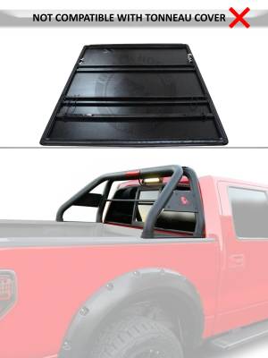 Black Horse Off Road - CLASSIC Roll Bar With 2 pairs of 7.0" Red Trim Rings LED Flood Lights-Black-2005-2021 Nissan Frontier|Black Horse Off Road - Image 2