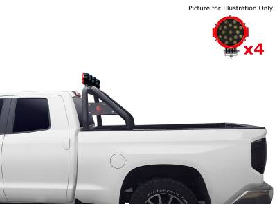 Black Horse Off Road - CLASSIC Roll Bar With 2 pairs of 7.0" Red Trim Rings LED Flood Lights-Black-2005-2021 Nissan Frontier|Black Horse Off Road - Image 3