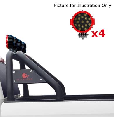 Black Horse Off Road - CLASSIC Roll Bar With 2 pairs of 7.0" Red Trim Rings LED Flood Lights-Black-2005-2021 Nissan Frontier|Black Horse Off Road - Image 4