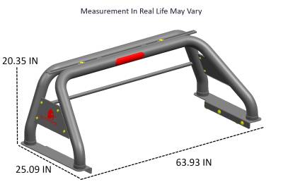 Black Horse Off Road - CLASSIC Roll Bar With 2 pairs of 7.0" Red Trim Rings LED Flood Lights-Black-2005-2021 Nissan Frontier|Black Horse Off Road - Image 6