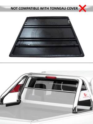 Black Horse Off Road - CLASSIC Roll Bar With 2 pairs of 7.0" Red Trim Rings LED Flood Lights-Stainless Steel-Nissan Titan, Dodge/Ram 2500/3500, Chevrolet/GMC Silverado/Sierra 1500/2500 HD/3500/3500 HD, Ford F-150, Toyota Tundra|Black Horse Off Road - Image 2