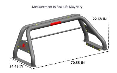 Black Horse Off Road - CLASSIC Roll Bar With 2 pairs of 7.0" Red Trim Rings LED Flood Lights-Stainless Steel-Nissan Titan, Dodge/Ram 2500/3500, Chevrolet/GMC Silverado/Sierra 1500/2500 HD/3500/3500 HD, Ford F-150, Toyota Tundra|Black Horse Off Road - Image 7