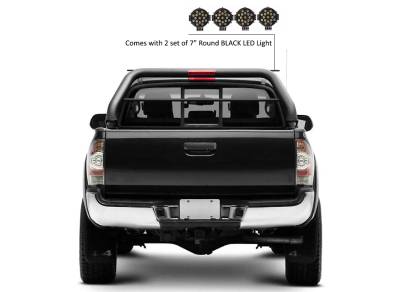 Black Horse Off Road - CLASSIC Roll Bar With 2 pairs of 7.0" Black Trim Rings LED Flood Lights-Black-2005-2024 Toyota Tacoma|Black Horse Off Road - Image 5