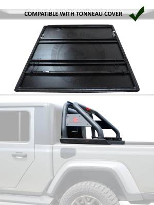 Black Horse Off Road - CLASSIC Roll Bar With 2 pairs of 7.0" Black Trim Rings LED Flood Lights-Black-2005-2021 Nissan Frontier|Black Horse Off Road - Image 3