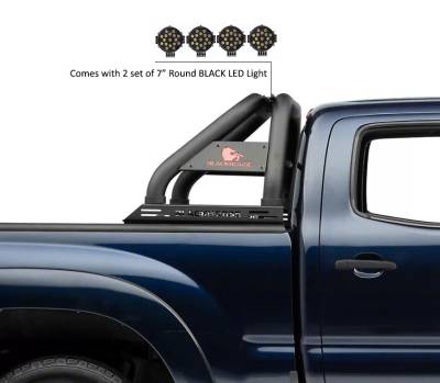 Black Horse Off Road - CLASSIC Roll Bar With 2 pairs of 7.0" Black Trim Rings LED Flood Lights-Black-2005-2021 Nissan Frontier|Black Horse Off Road - Image 8