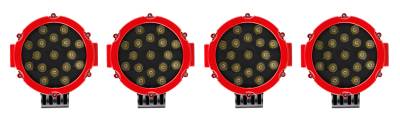 Black Horse Off Road - CLASSIC Roll Bar With 2 pairs of 7.0" Red Trim Rings LED Flood Lights-Black-2005-2021 Nissan Frontier|Black Horse Off Road - Image 4