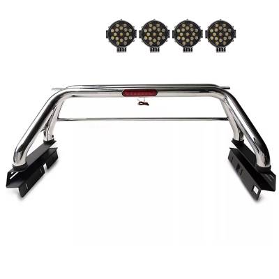 Black Horse Off Road - CLASSIC Roll Bar With 2 pairs of 7.0" Black Trim Rings LED Flood Lights-Stainless Steel-2005-2021 Nissan Frontier|Black Horse Off Road - Image 10