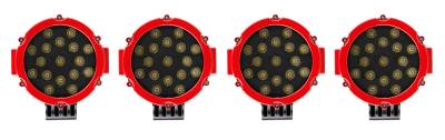 Black Horse Off Road - CLASSIC Roll Bar With 2 pairs of 7.0" Red Trim Rings LED Flood Lights-Black-2019-2024 Ford Ranger|Black Horse Off Road - Image 6