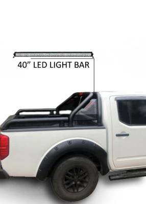 Black Horse Off Road - GLADIATOR Roll Bar Ladder Rack With 40" LED Light Bar-Black-2005-2021 Nissan Frontier|Black Horse Off Road - Image 3