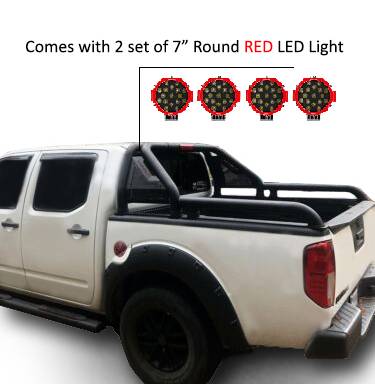 Black Horse Off Road - GLADIATOR Roll Bar Ladder Rack With 2 pairs of 7.0" Red Trim Rings LED Flood Lights-Black-2005-2021 Nissan Frontier|Black Horse Off Road - Image 8
