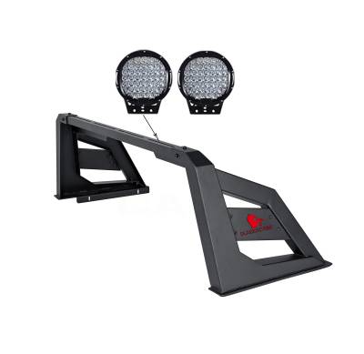 Black Horse Off Road - ARMOUR Roll Bar With Set of 9" Black Round LED Light-Matte Black-2005-2021 Nissan Frontier|Black Horse Off Road - Image 5