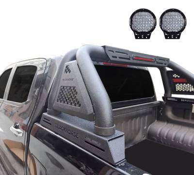 Black Horse Off Road - CLASSIC Pro Roll Bar With Set of 9" Black Round LED Light-Textured Black-2015-2024 Toyota Tacoma|Black Horse Off Road - Image 7