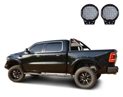 Black Horse Off Road - CLASSIC Roll Bar With Set of 9" Black Round LED Light-Black-Ram 1500/1500|Black Horse Off Road - Image 4