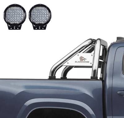 Black Horse Off Road - CLASSIC Roll Bar With Set of 9" Black Round LED Light-Stainless Steel-Ram 1500/1500|Black Horse Off Road - Image 3