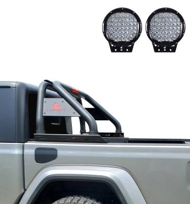 Black Horse Off Road - CLASSIC Roll Bar With Set of 9" Black Round LED Light-Black-2005-2024 Toyota Tacoma|Black Horse Off Road - Image 2