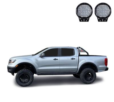 Black Horse Off Road - CLASSIC Roll Bar With Set of 9" Black Round LED Light-Black-2019-2024 Ford Ranger|Black Horse Off Road - Image 3