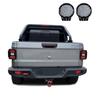 Black Horse Off Road - CLASSIC Roll Bar With Set of 9" Black Round LED Light-Black-2020-2024 Jeep Gladiator|Black Horse Off Road - Image 6