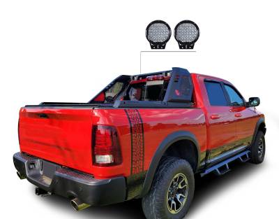 Black Horse Off Road - VIGOR Roll Bar With Set of 9" Black Round LED Light-Black-Silverado 1500/Sierra 1500/Ram 1500/F-150/Tundra|Black Horse Off Road - Image 6