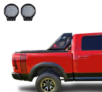 Black Horse Off Road - VIGOR Roll Bar With Set of 9" Black Round LED Light-Black-Silverado 1500/Sierra 1500/Ram 1500/F-150/Tundra|Black Horse Off Road - Image 8