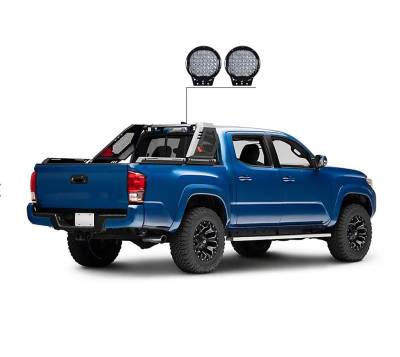 Black Horse Off Road - VIGOR Roll Bar With Set of 9" Black Round LED Light-Black-2005-2024 Toyota Tacoma|Black Horse Off Road - Image 6