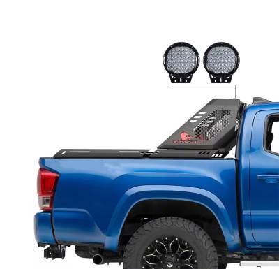 Black Horse Off Road - VIGOR Roll Bar With Set of 9" Black Round LED Light-Black-2005-2024 Toyota Tacoma|Black Horse Off Road - Image 8