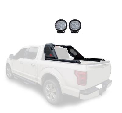 Black Horse Off Road - VIGOR Roll Bar With Set of 9" Black Round LED Light-Black-2005-2024 Toyota Tacoma|Black Horse Off Road - Image 9