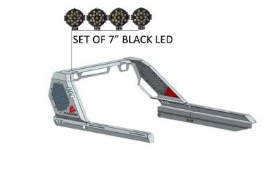 Black Horse Off Road - VIGOR Roll Bar With 2 pairs of 7.0" Black Trim Rings LED Flood Lights-Black-Silverado 1500/Sierra 1500/Ram 1500/F-150/Tundra|Black Horse Off Road - Image 15