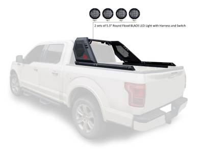 Black Horse Off Road - VIGOR Roll Bar With 2 Set of 5.3".Black Trim Rings LED Flood Lights-Black-Colorado/Canyon|Black Horse Off Road - Image 5