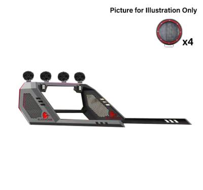 Black Horse Off Road - VIGOR Roll Bar With 2 Sets of 5.3" Red Trim Rings LED Flood Lights-Black-Colorado/Canyon|Black Horse Off Road - Image 9